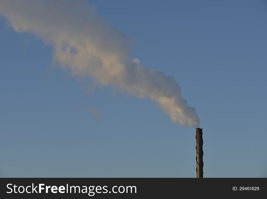 Chimney at the District heating substation. Chimney at the District heating substation