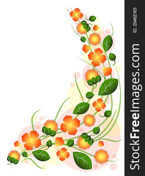 Abstract background of open flowers and berries