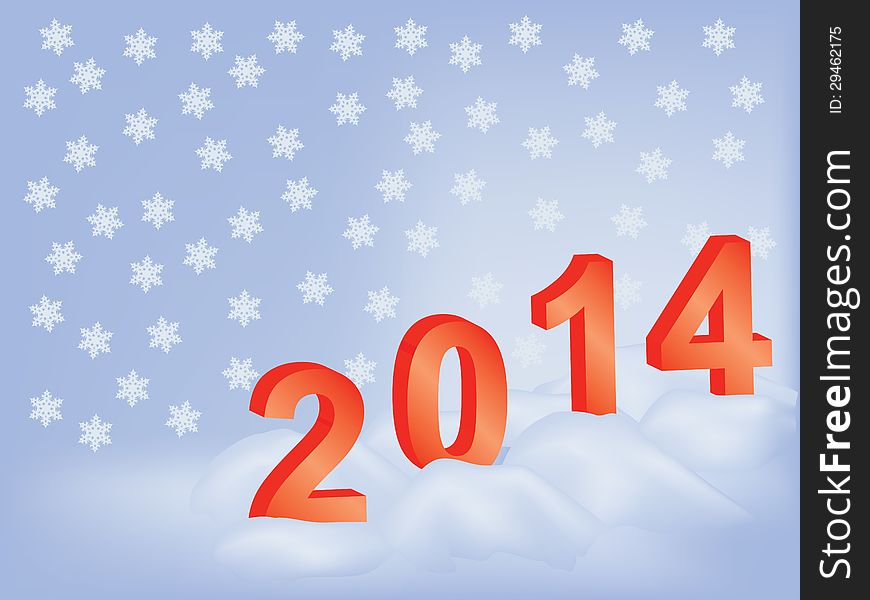 Snowflakes background with number 2014 in snow. Snowflakes background with number 2014 in snow