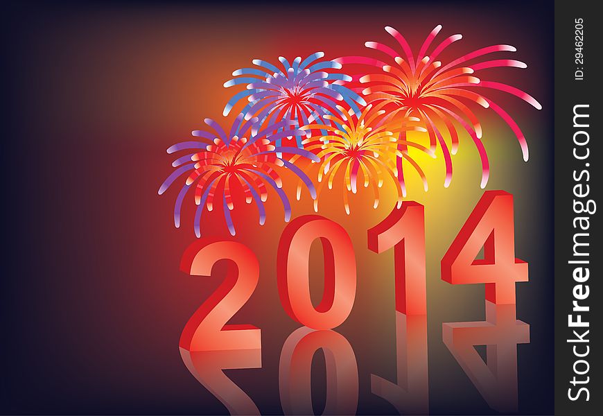 New Year 2014 background with fireworks