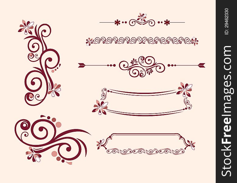 Vector set design elements retro style. Vector set design elements retro style