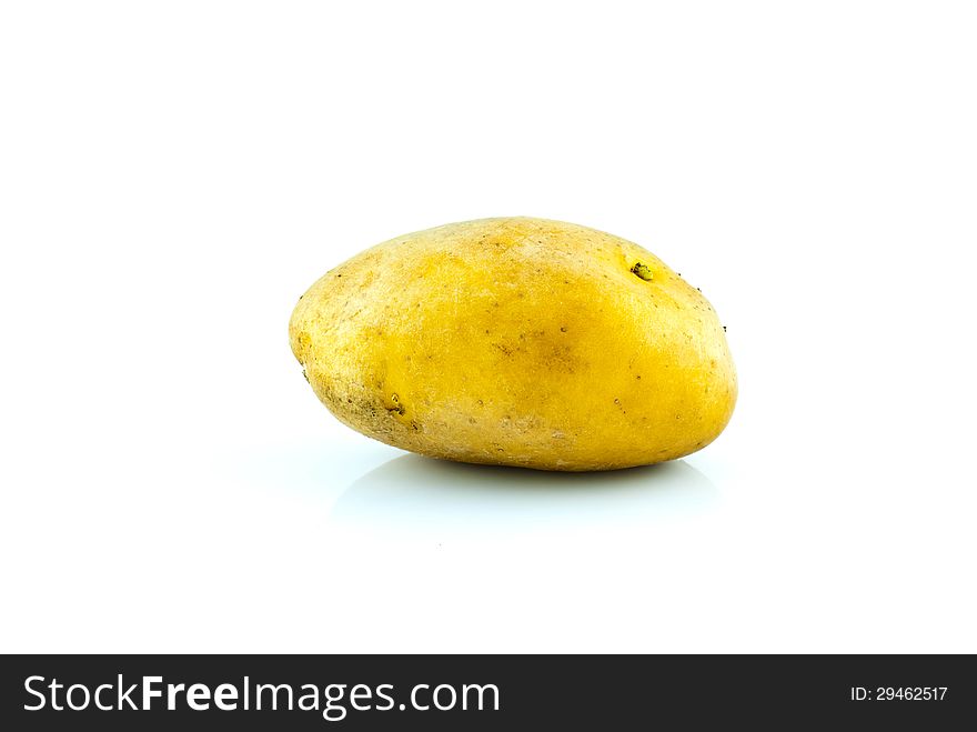 New potato isolated on white background close up .