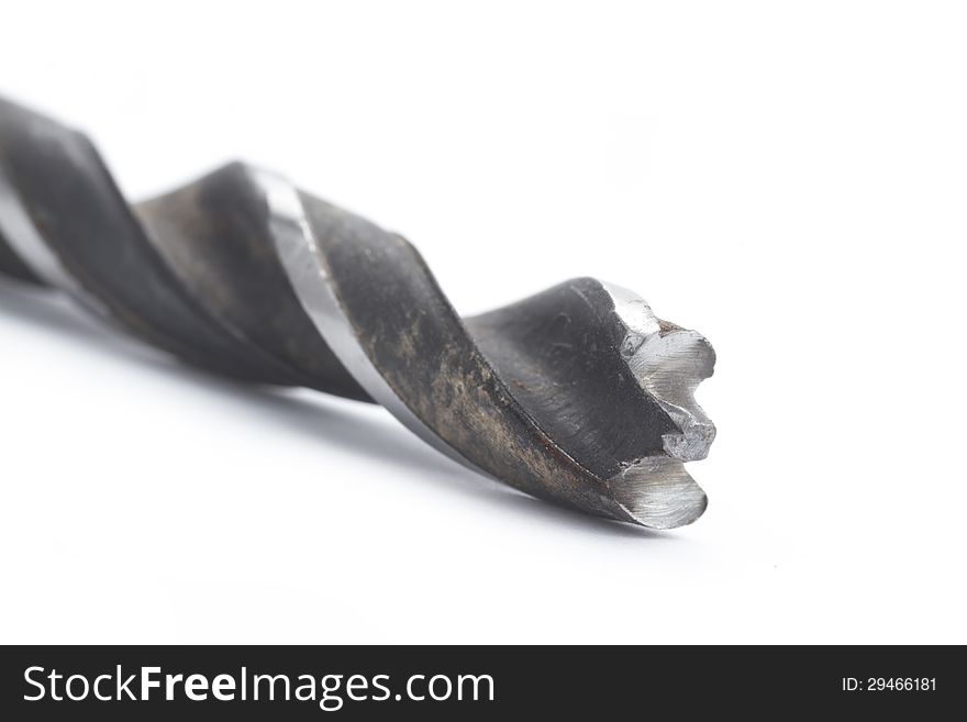 Concept object used worn-out drill bit isolated on white. Concept object used worn-out drill bit isolated on white