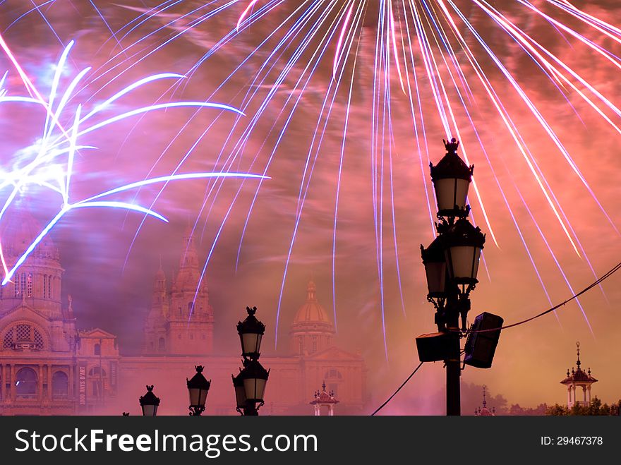 Fireworks in Barcelona Spain at the Magic Fountain in Montjuic