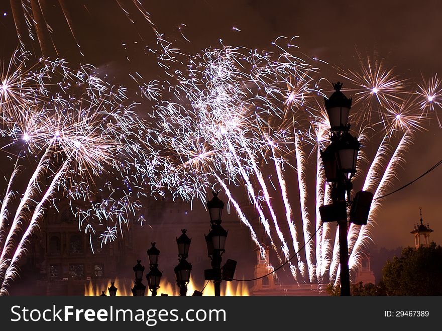 Fireworks in Barcelona Spain at the Magic Fountain in Montjuic