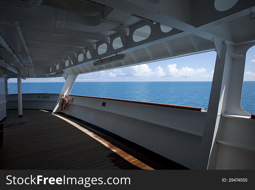 Horizontal photograph of the ocean from the back of a cruise ship. Horizontal photograph of the ocean from the back of a cruise ship