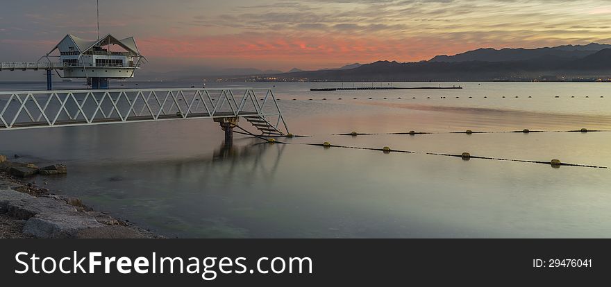 Sunrise At Central Beach Of Eilat