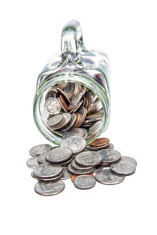 Coins Spilling Out Of Glass Mug XXXL Stock Photos Coins Spilling Out Of Glass Mug XXXL Stock Photos