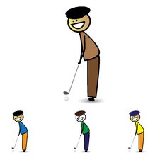 Illustration Of Young Boy&x28;kid&x29; Holding Club Playing Golf Game Stock Photography