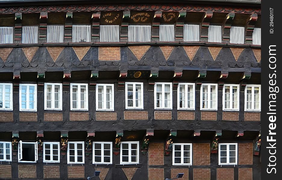 A half-timbered house in the center of Brunswick