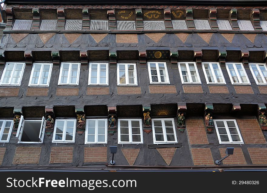 A half-timbered house in the center of Brunswick