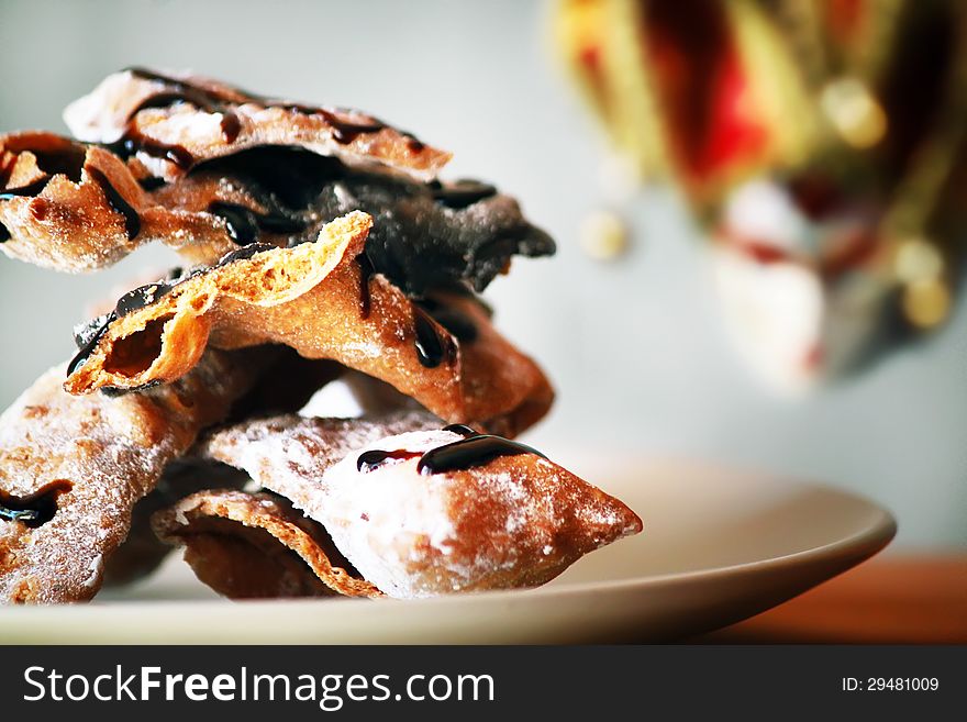 Photo of italian traditional Carnaval cookies Chiacchiere