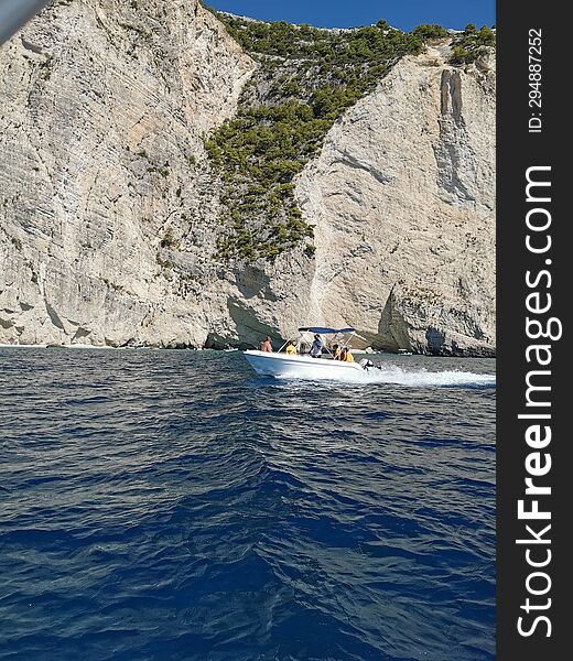 Speed Boat On The Way To Keri Caves, Zakynthos Island, Greece