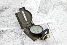 Compass On The Background Maps Stock Images Compass On The Background Maps Stock Images