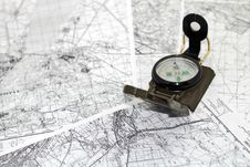 Compass On The Background Maps Stock Photos Compass On The Background Maps Stock Photos
