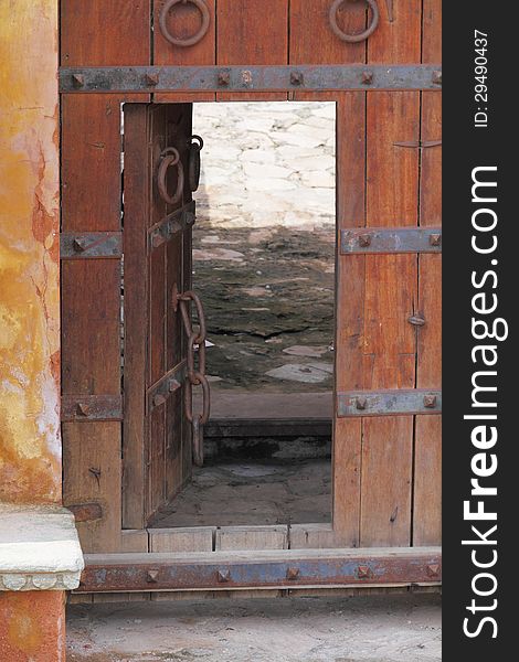 Ancient door at Nahargarh Fort,Jaipur,Rajasthan.