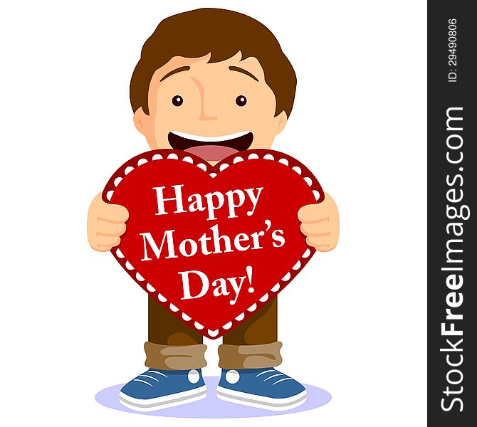 An illustration of a small child celebrating mother's day. An illustration of a small child celebrating mother's day.