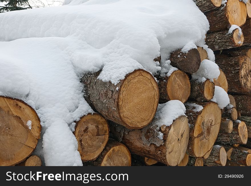 Set of timber lying in the snow. Set of timber lying in the snow