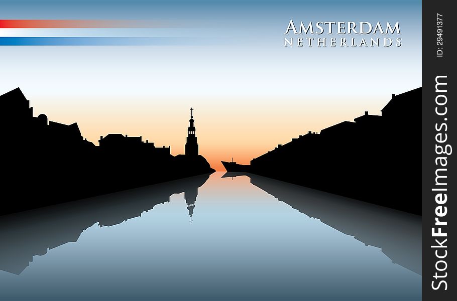 Vector illustration of Amsterdam skyline