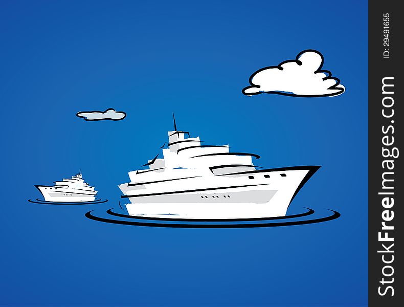 Vector illustration of yacht boats