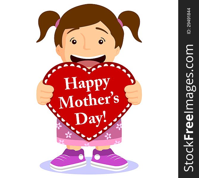 An illustration of a small child celebrating mother's day. An illustration of a small child celebrating mother's day.