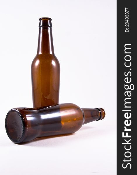 Two beer bottles on isolated background