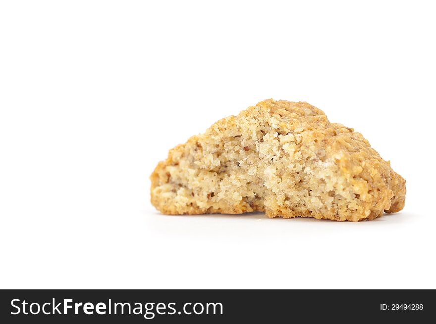 Cookie with crumbs overhead view