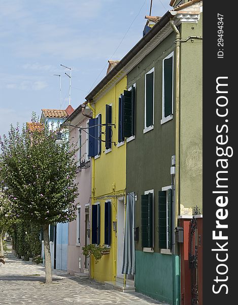 Colourful houses in Burano near Venice, Italy