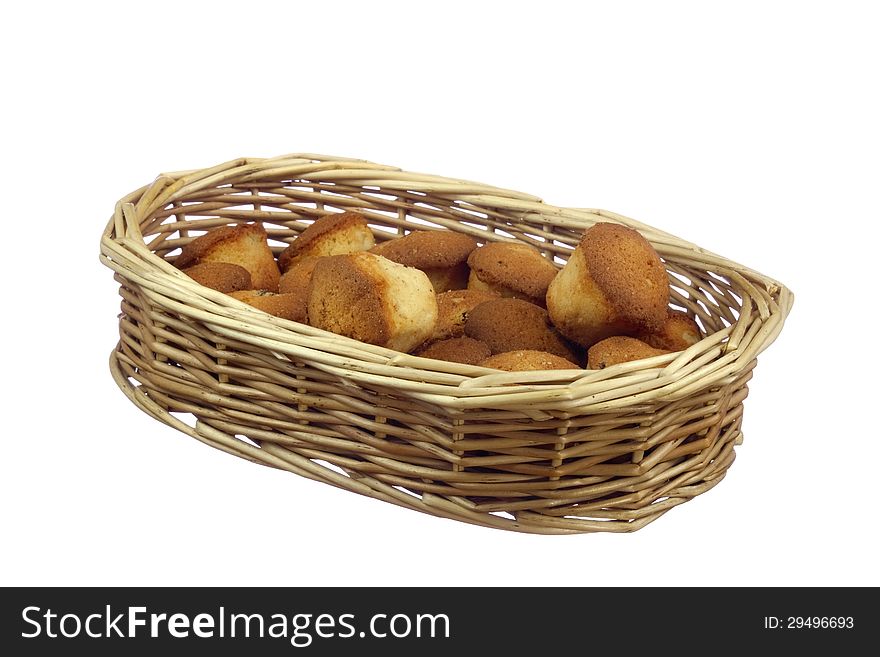 Basket with small cupcakes