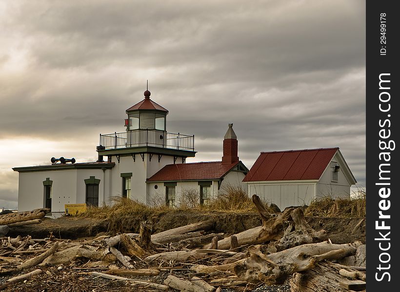 The westpoint Lighthouse in Discovery Park, Seattle Washington. The westpoint Lighthouse in Discovery Park, Seattle Washington