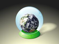 Globe Earth Inside Water Glass Ball Stock Photos