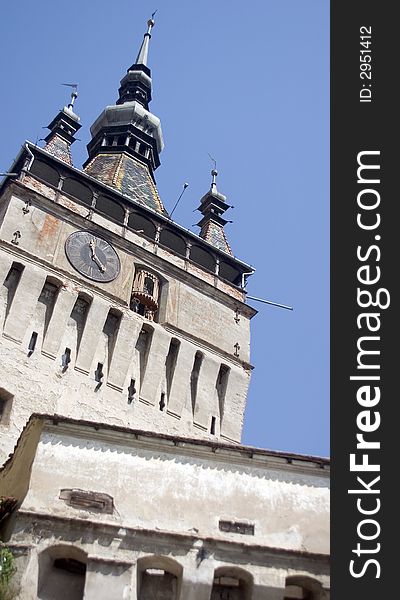 The wach tower in Sigisoara Romania. The wach tower in Sigisoara Romania