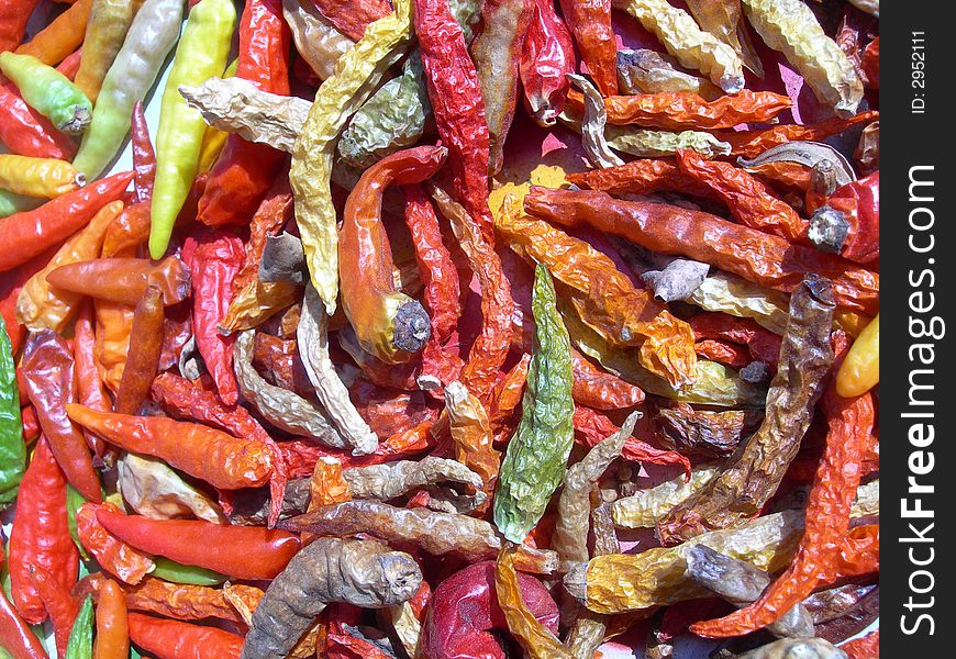 Colourful chilli drying in the sun in Luang Prabang, Laos