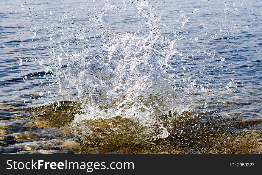 Splashes on the lake Baikal surface. Splashes on the lake Baikal surface