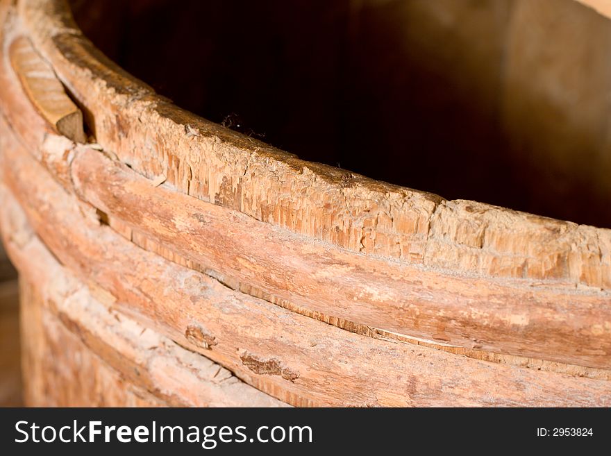 The old completely wooden barrel