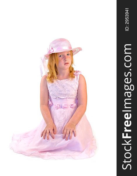 Girl Sitting In Pink Dress
