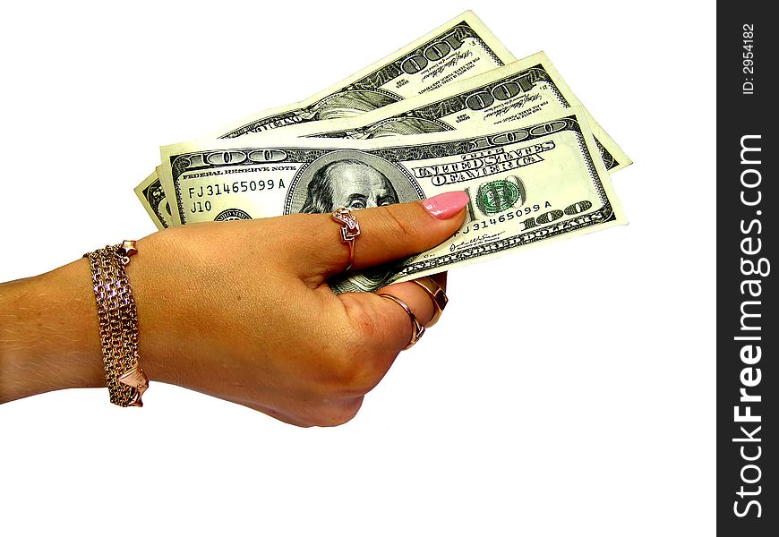 Dollars In Woman S Hand