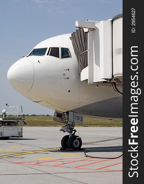 Aircraft on the ground, getting loaded