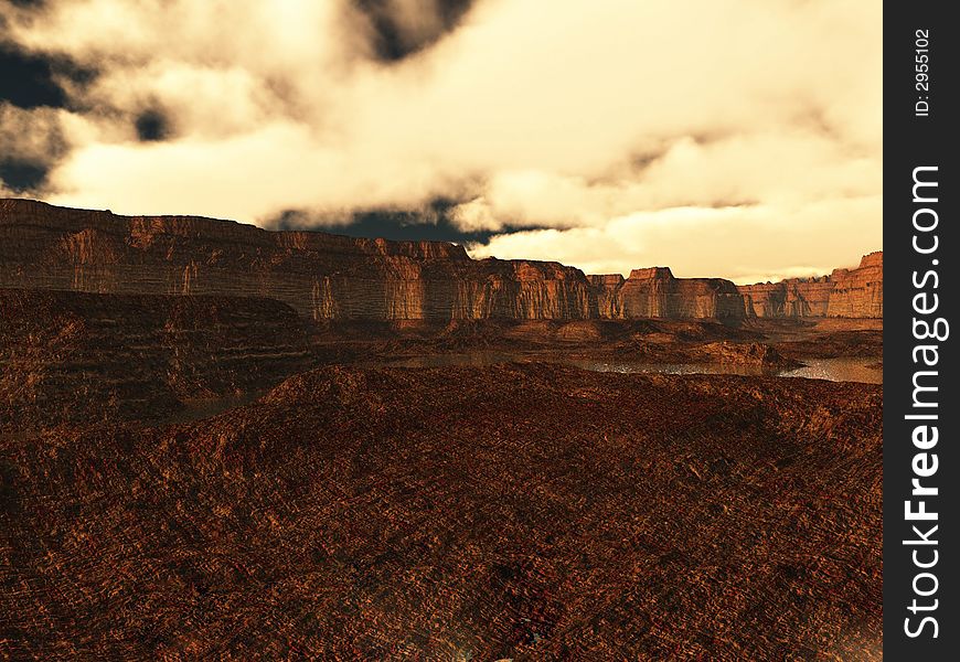 Very Alien landscape at sunset