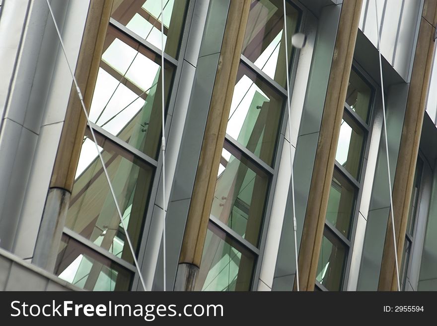 Close up of the Scottish Parliament, windows.