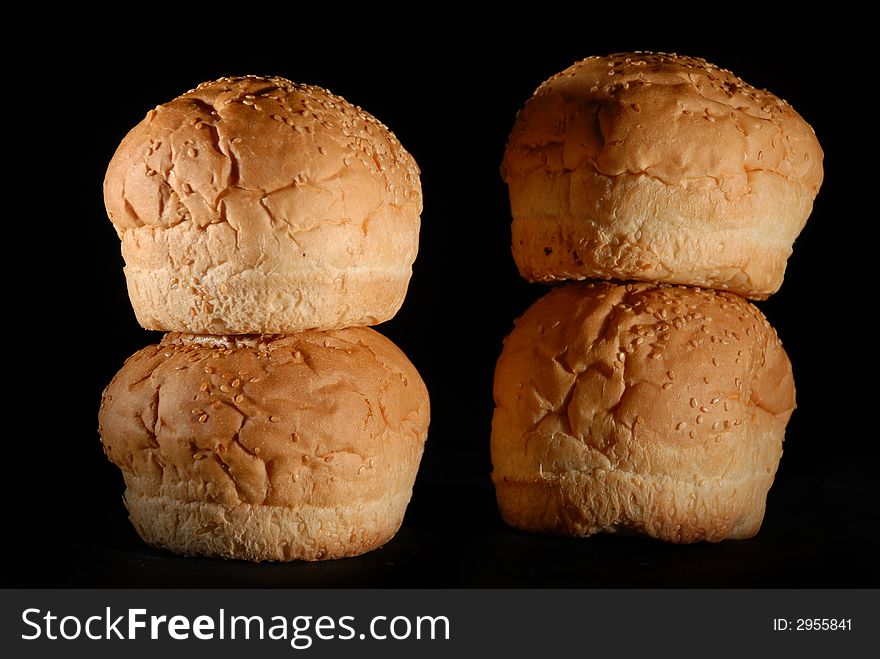 Four bread on top of each other isolated