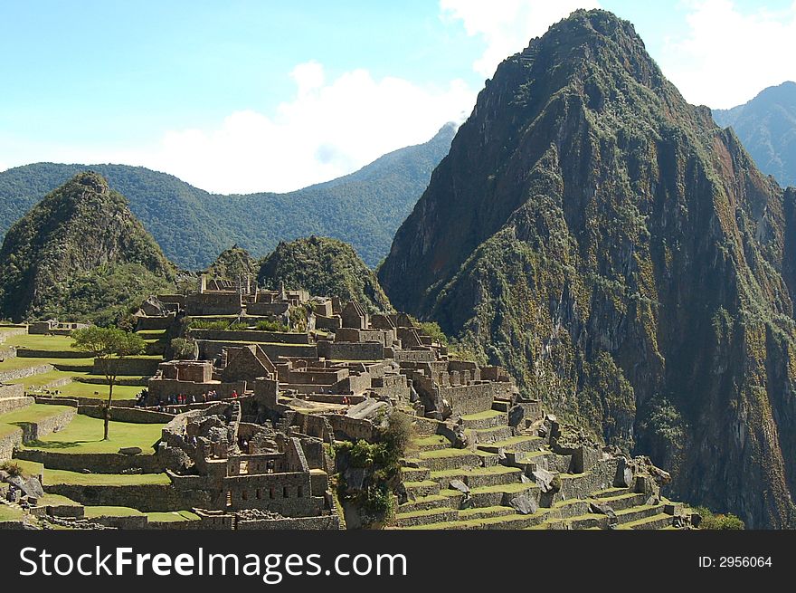 Ruins and terraces of IncaÂ´s lost city Machu Picchu