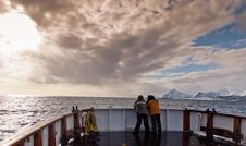 Two Men In The Prow Of The Ship Royalty Free Stock Image Two Men In The Prow Of The Ship Royalty Free Stock Image