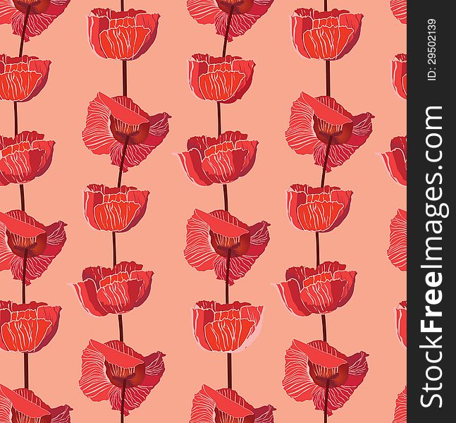 Seamless pattern background with flower poppy. Seamless pattern background with flower poppy.