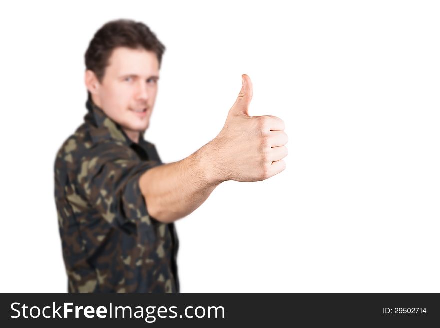 Man In Uniform Shows OK Sign