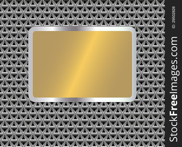 Metal plate over grid surface. Metal plate over grid surface