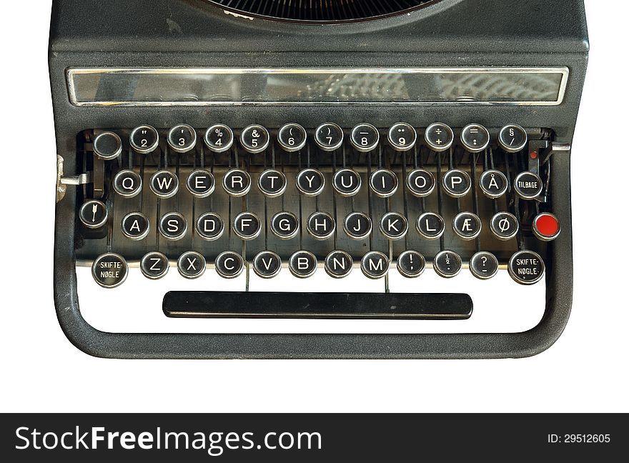 Vintage typewriter isolated on white background