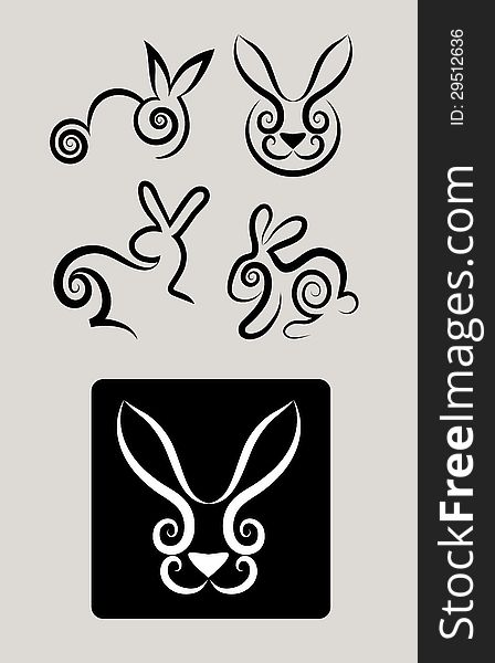 Simple rabbit drawing with artistic brush lines. Good use for your symbol, logo, or any design you want. Easy to edit color. Simple rabbit drawing with artistic brush lines. Good use for your symbol, logo, or any design you want. Easy to edit color.