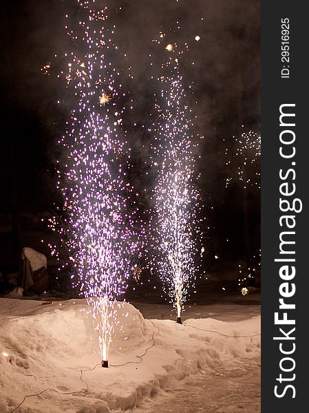 Fireworks on the black sky background