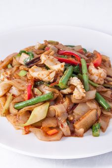 Flat Rice Noodle Stir Fried Withseafood. Royalty Free Stock Photos Flat Rice Noodle Stir Fried Withseafood. Royalty Free Stock Photos